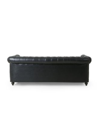 Comfy 3-Seat Sofa with Wooden Legs, Retro Style for Living Room and Study