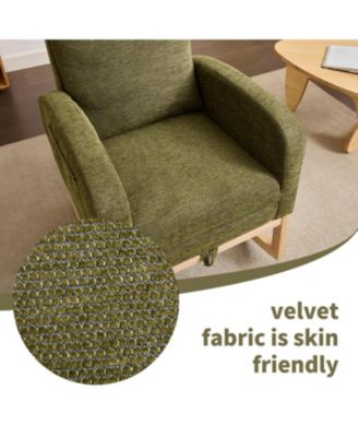 Teddy Rocking Chair with Wood Legs & Side Pocket