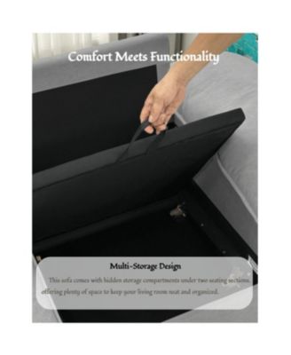 Green Velvet 79" Storage Loveseat - Modern Small Space Sofa