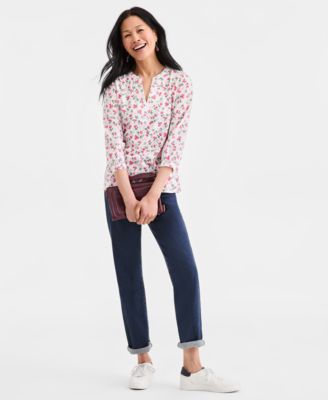 Women's 3/4-Sleeve Split Neck Knit Top