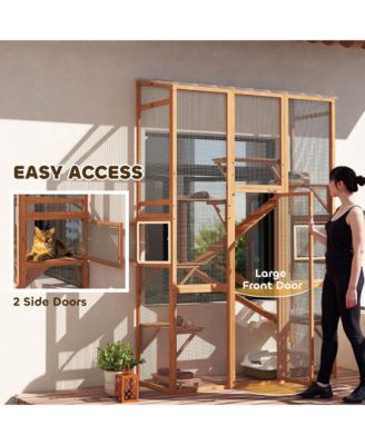 Outdoor Catio Cat Enclosure w/ 6 Jumping Platforms, Scratching Post