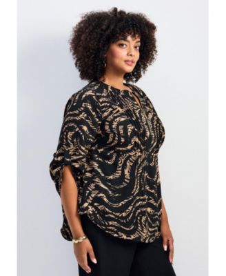 Women's Plus Size Hailey Zip Front Pintuck Blouse