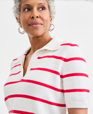 Petite V-Neck Short-Sleeve Sweater