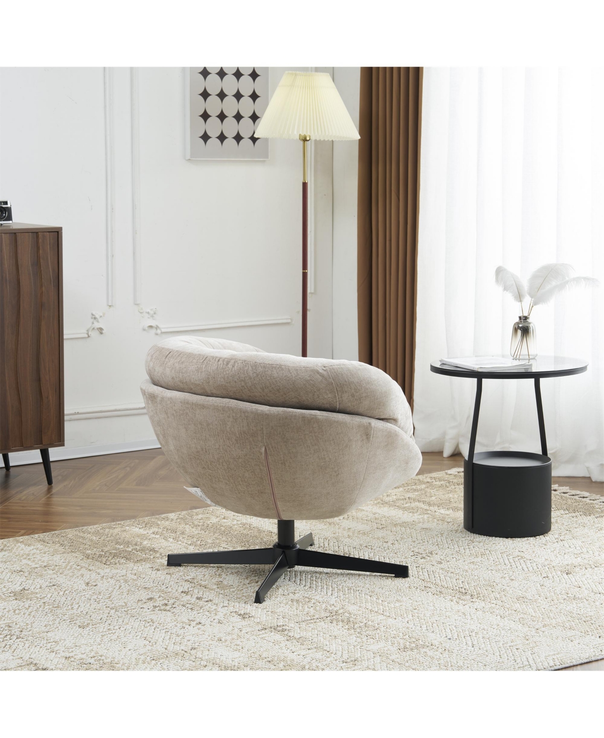 Streamdale Furniture 360 Swivel Round Club Chair with Black Metal Base (Brown)