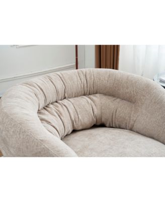  360 Swivel Round Club Chair with Black Metal Base (Brown)