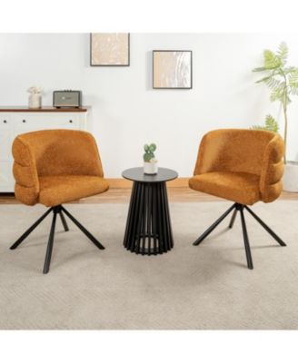 Swivel Orange Upholstered Chairs (Set of 2)