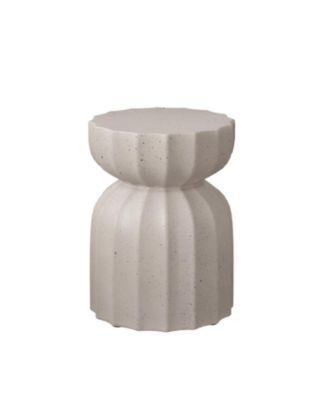 13" Modern Waterproof Coffee/Side Table Set, MgO Cement, Indoor/Outdoor, White, 2PC