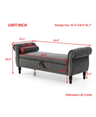  63" Velvet Multifunction Sofa Stool