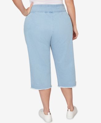 Plus Size Classic Stretch Stripe Clamdigger Capri Pants