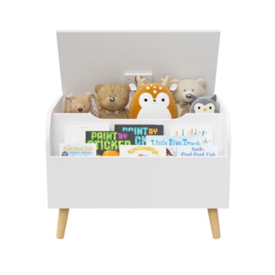 Multipurpose Toy Box with Bookshelf in White (23.62" W x 15.75" D x 17.13" H)