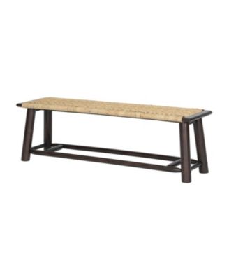 Farmhouse Wood Rattan Bench - 59 Inch