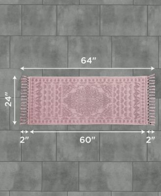 Nellore Fringe Cotton Bath Rug, 24" x 64"