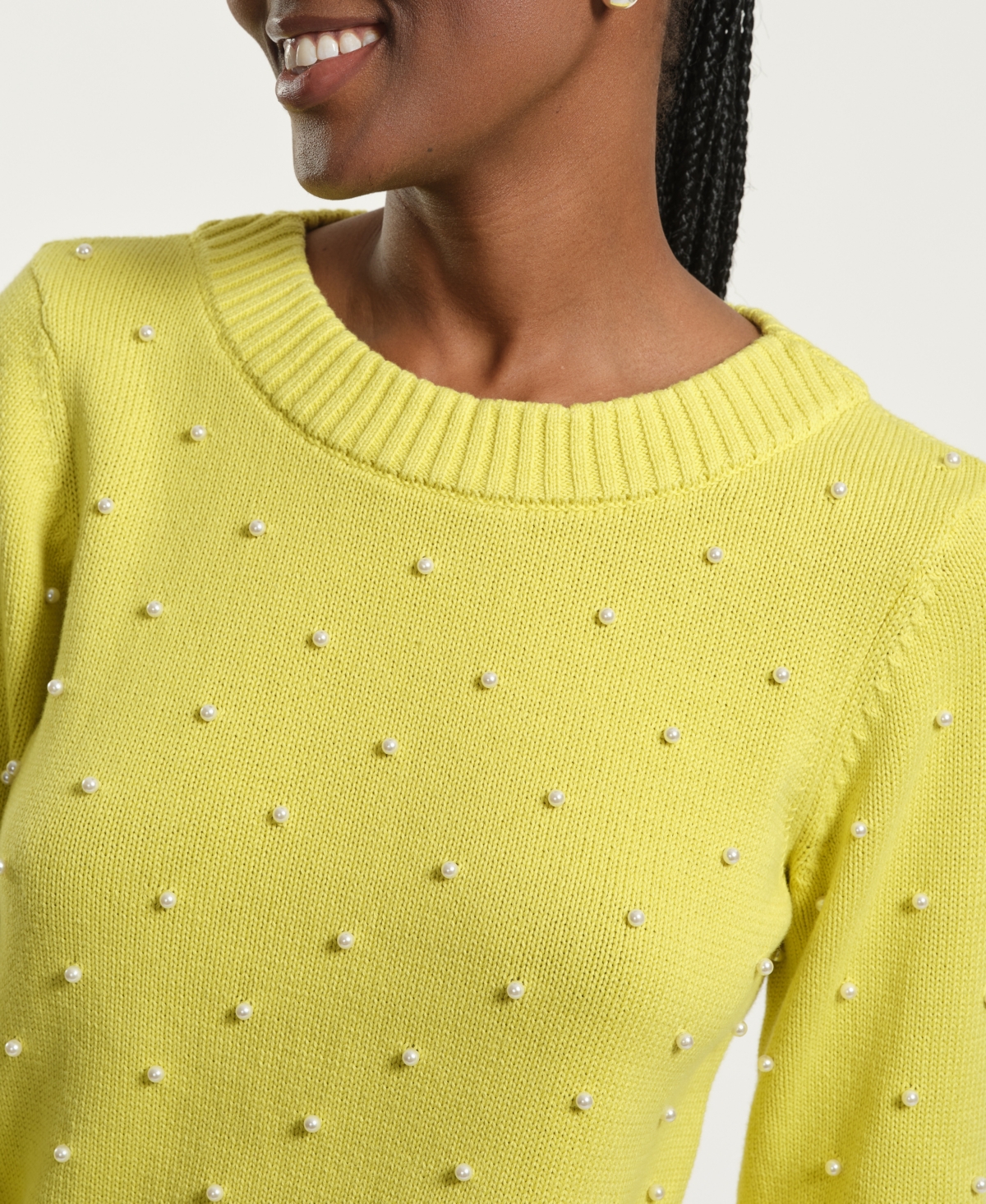 Isaac Mizrahi Women's Beaded Crewneck Sweater