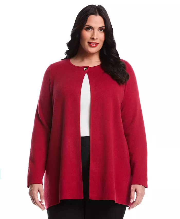 Plus Size Plus Size Turnlock Metal Closure Long Sleeve Cardigan