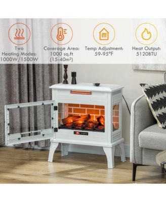 24" Freesding Electric Fireplace Stove w/ Realistic Flame