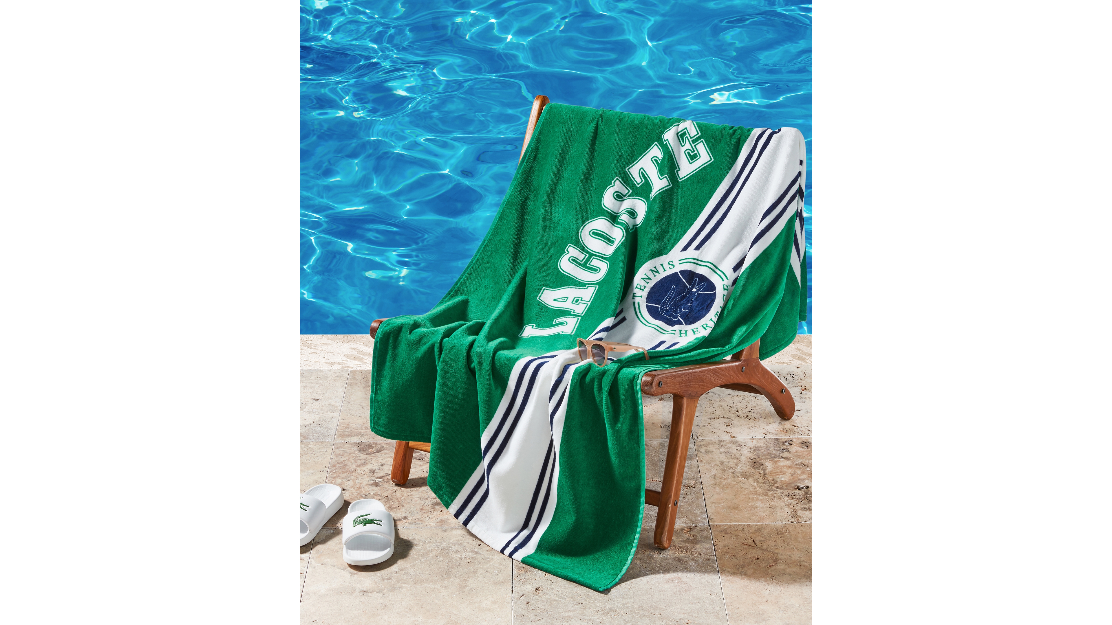 Lacoste Single Badge Cotton Beach Towel, 36" x 72"