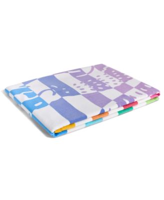 Striped Crocodile Print Cotton Beach Towel, 36" x 72"