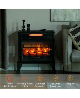 24" Freesding Electric Fireplace Stove w/ Realistic Flame