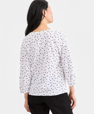 Women's Printed 3/4 Sleeve Split-Neck Top