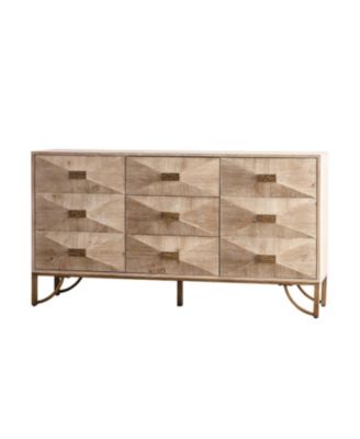 Light Wood 9-Drawer Dresser & TV Stand