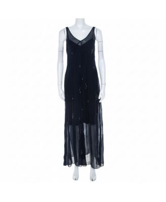 Women's Navy Blue Chiffon Sleeveless Cassidy Maxi Dress