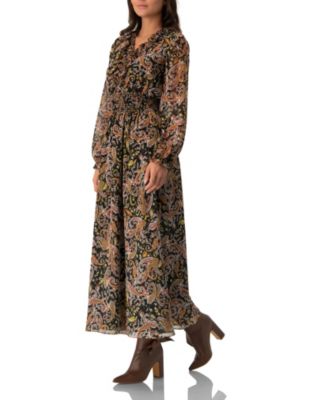 Women's Long Dress with Smock Detail