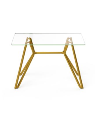 47.3" Rectangular Glass Dining Table - Gold