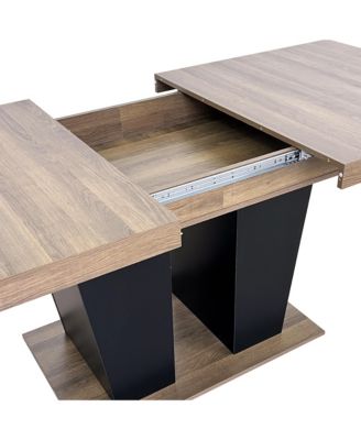 Extendable Dining Table, 4-10 People, Black Pedestal Base