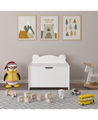 Kids Wooden Toy Box - White