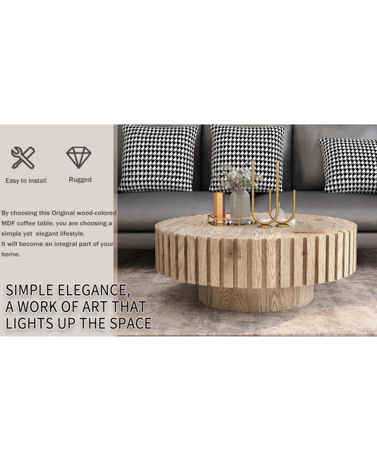 Streamdale Furniture Modern Minimalist Circular Coffee Table