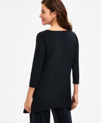 Women's Printed 3/4-Sleeve Swing Knit Top