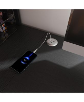 Streamdale L-Shaped Corner Desk with LED, USB, Keyboard Tray - Black