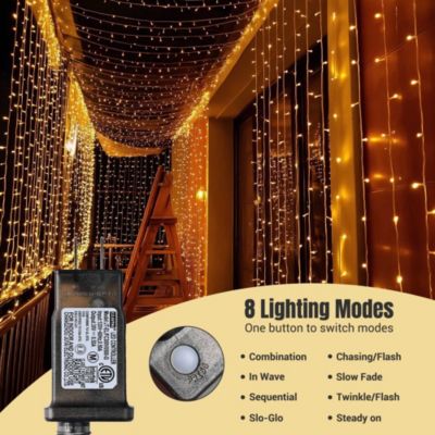 40x10 Ft Commercial Twinkle Curtain String Light 1920 LED 120V Steel Cable for Event Wedding Party Holiday Decor