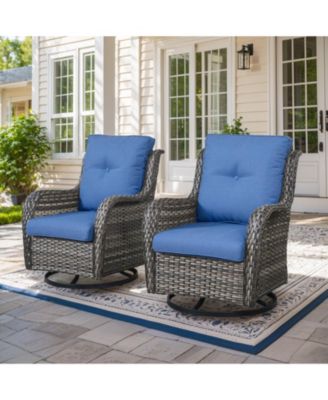 ArcLine Wicker Swivel Glider Outdoor Rocking Chair with CushionGuard Olefin Cushion and Side Table (3-Piece