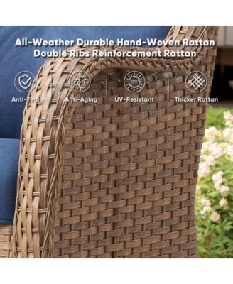 ArcLine Wicker Swivel Glider Outdoor Rocking Chair with CushionGuard Olefin Cushion and Side Table (3-Piece