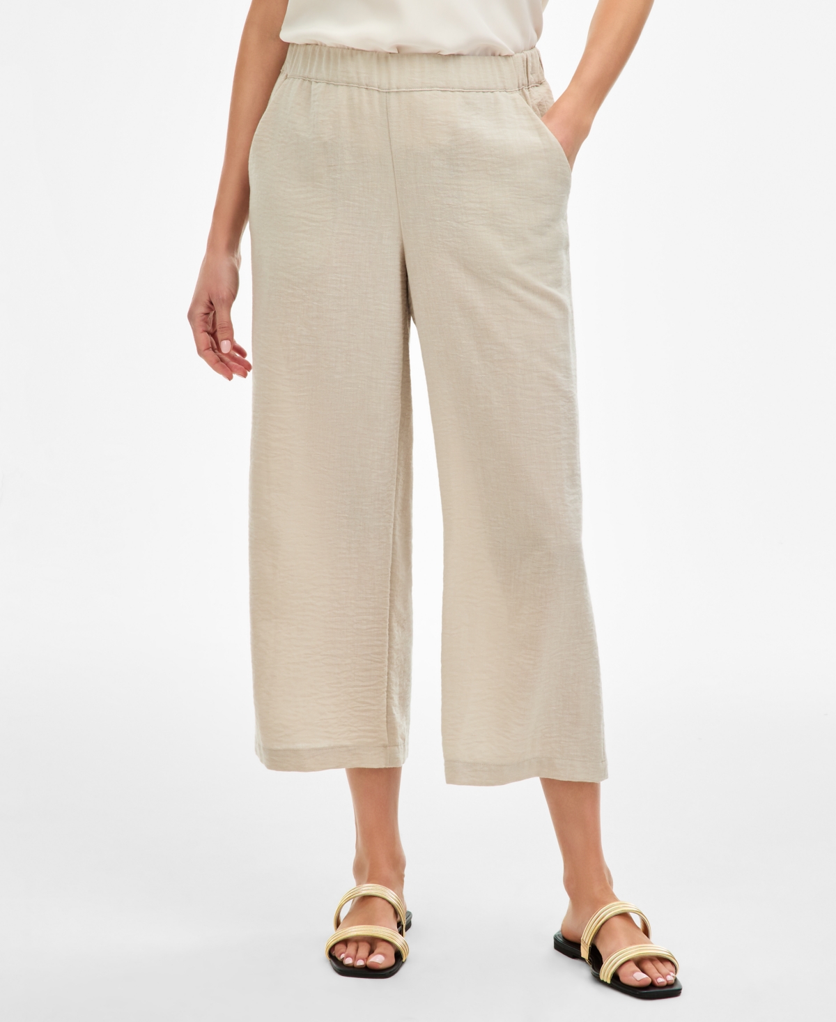 Jm Collection Women's Crinkled Cropped Pull-On Pants, Macy's Exclusive
