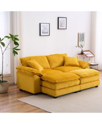 + 2-Seat + Corduroy + With Pillows & Ottomans + Sofa