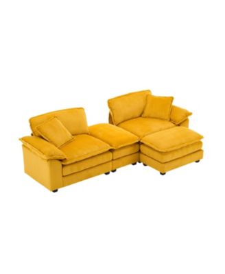 + 2-Seat + Corduroy + With Pillows & Ottomans + Sofa
