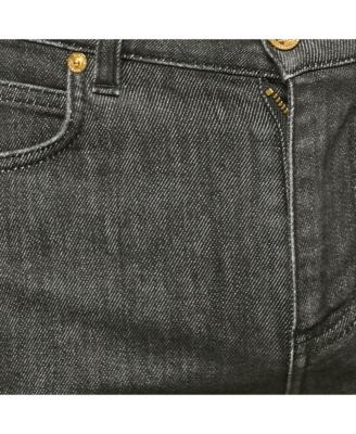 Men's Pre-Owned Balenciaga men Mcqueen Black Logo Embroidered Denim Shorts