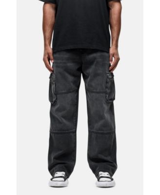 Women's Vintage Wash Cargo Baggy Denim Jeans