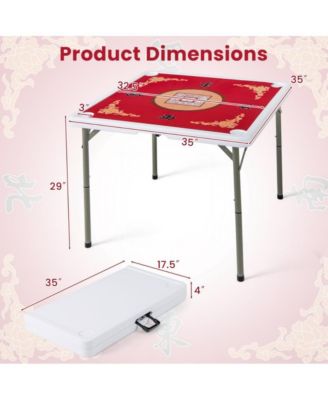 35 Inch Folding Mahjong Table for 4 Players with Cup Holders