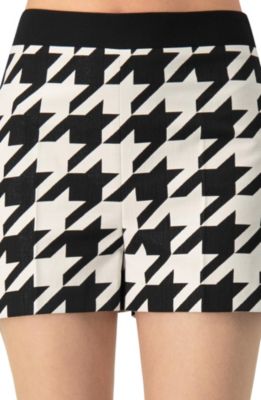 Women's Tailored Mega Houndstooth Shorts with Back Zipper