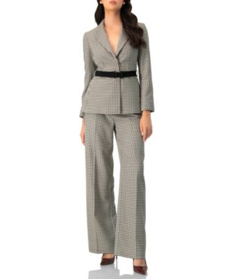 Women's Checkered Wide-Leg Trousers With Side Stripe