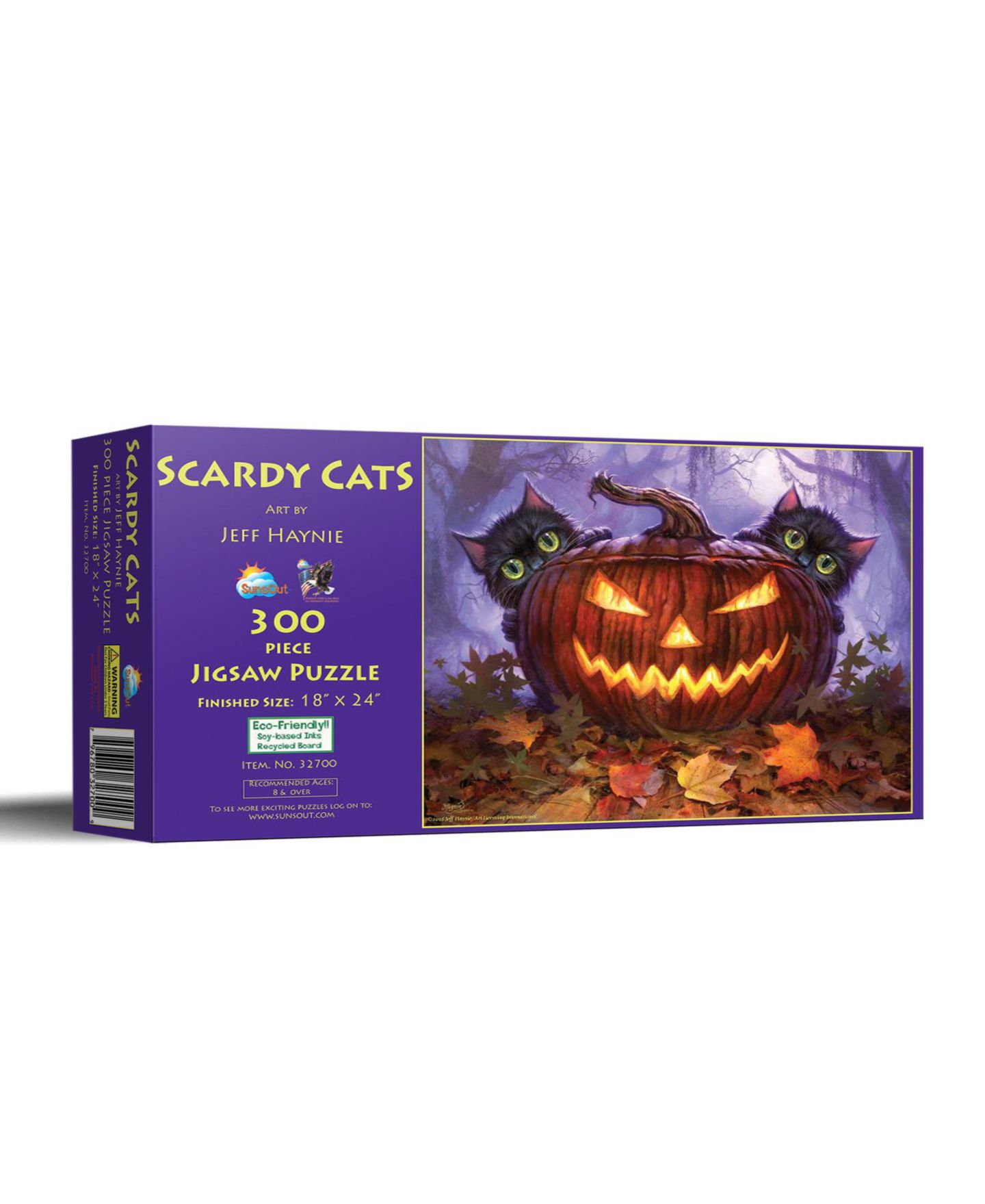 Детский пазл SunsOut Scardy Cats Halloween Interlocking 300-Piece Jigsaw Puzzle, от 15 лет — фото 1