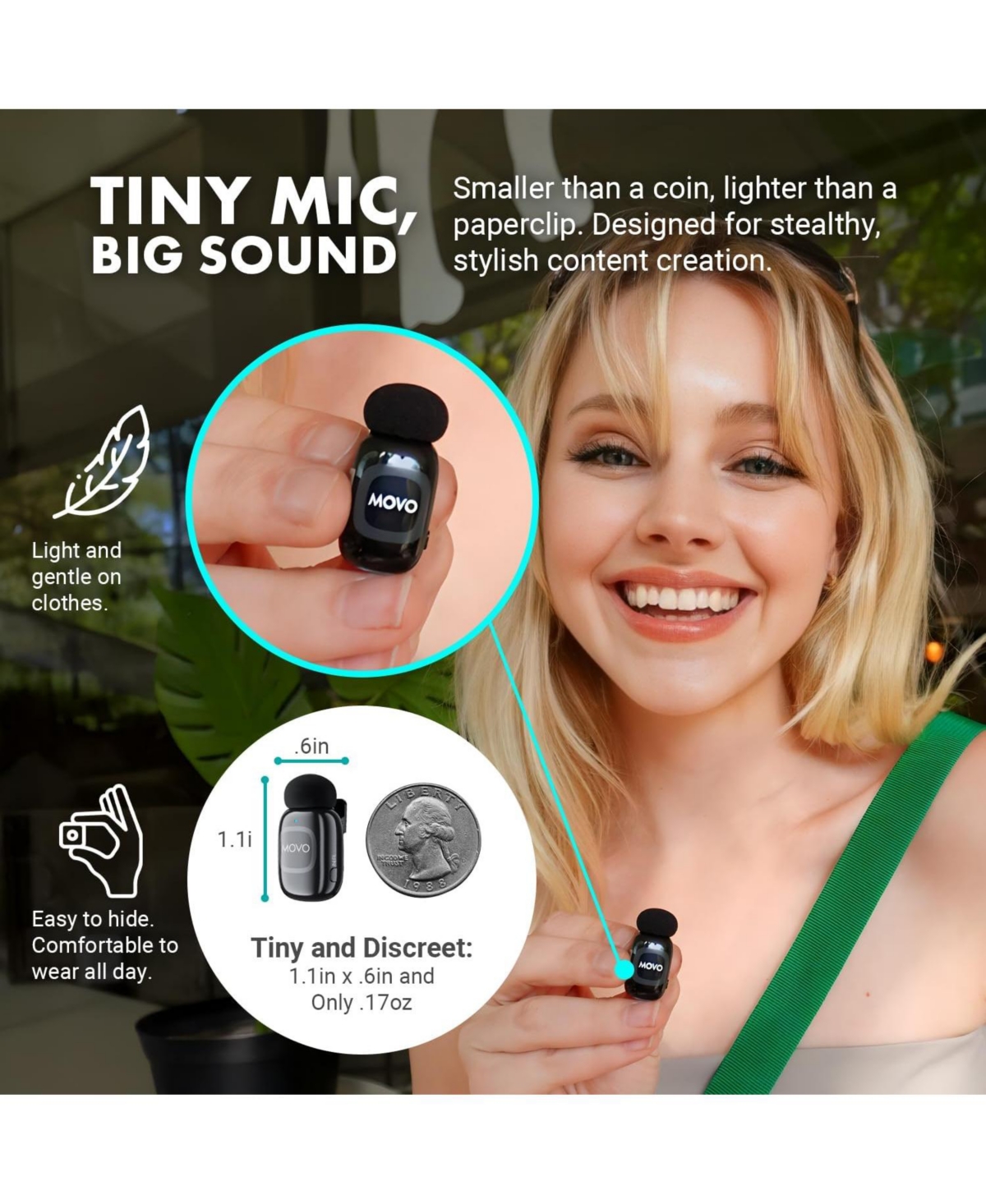 Movo iVlogger-pro Wireless Vlogging Kit for iPhone/Android with Dual Wireless Mics, Rgb Light, Fullsize Tripod + More