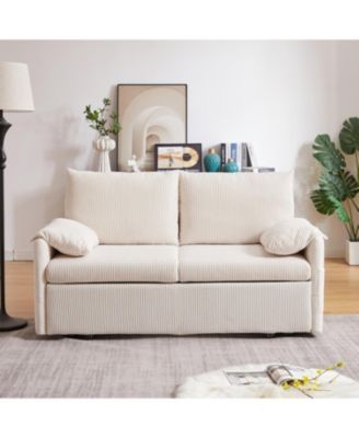 64.5" 3-in-1 Sleeper Sofa with Pullout Bed, Pillows, Pockets