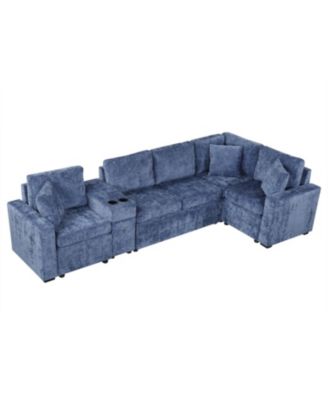 L-Shaped Convertible Sofa Bed with Storage