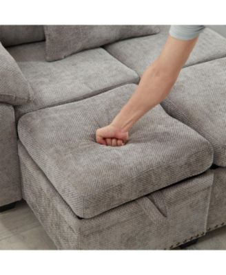 97" L-Shaped Sectional Sofa with Ottoman