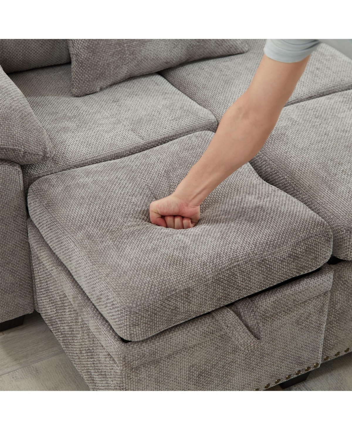 Streamdale Furniture 97" L-Shaped Sectional Sofa with Ottoman