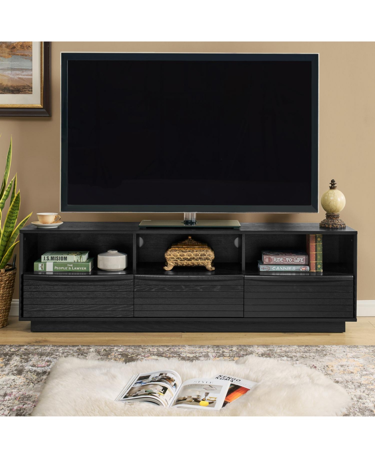 Streamdale Furniture 63" Mid-Century Tv Stand - Black